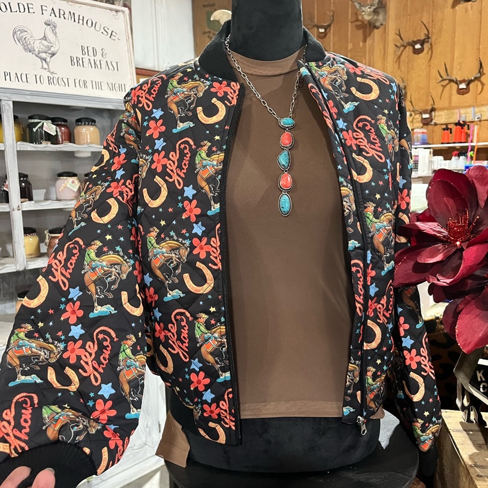 Colorful Western Print Women's Bomber Jacket